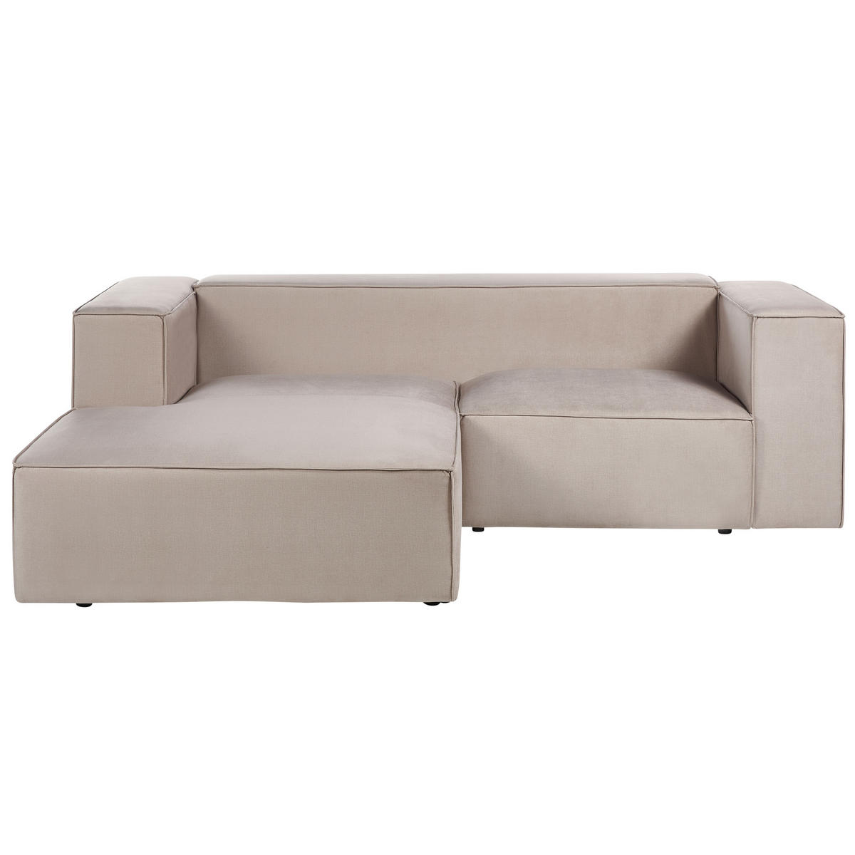 2-SITZER-ECKSOFA Samtstoff taupe linksseitig Vernon - Beige, Textil (236/175cm) - Beliani