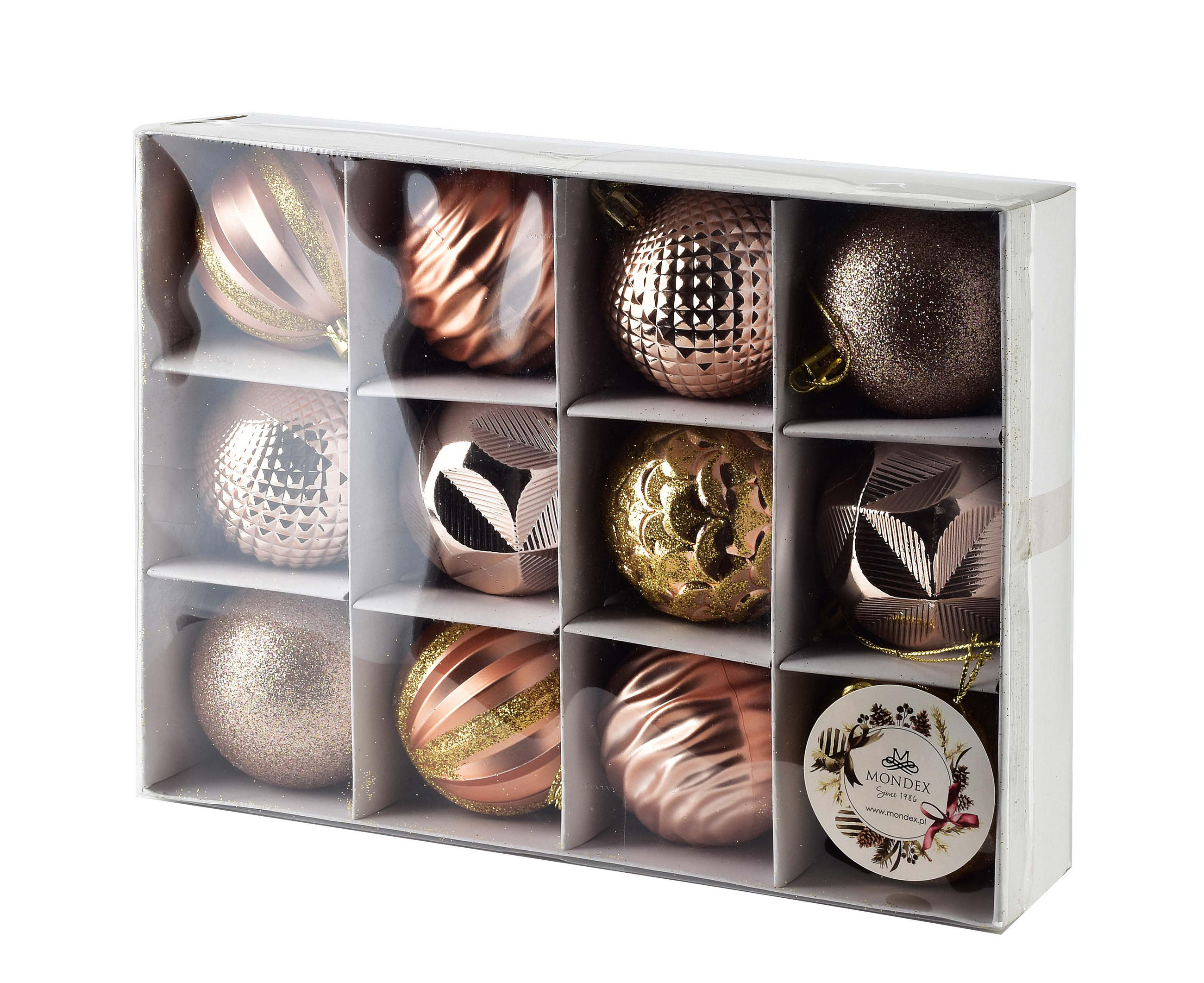 Mondex Weihnachtskugel-Set Kupfer 24.5x6x6 cm
