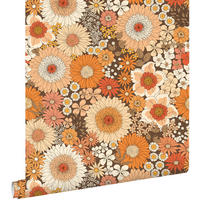 TAPETE Retro Blumen 50 x 900 cm - Orange, Papier (50/900cm) - ESTAhome
