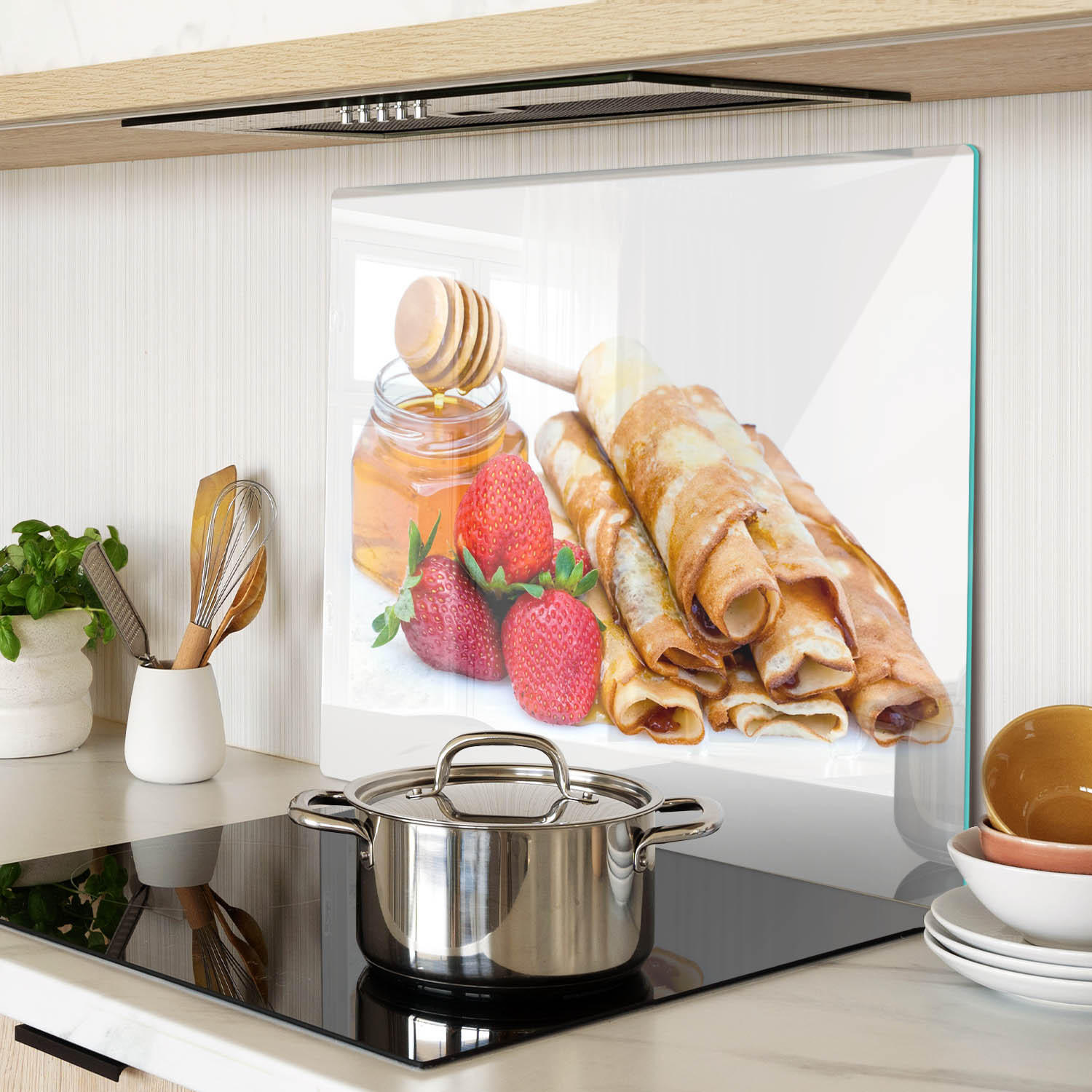 GLASPLATTE 60x52 cm Leckere Pfannkuchen - Rot, Glas (60/0.4/52cm) - TULUP