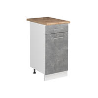 SPÜLENUNTERSCHRANK R-Line, Beton/Weiß, 40 cm Arbeitsplatte Goldkraft Eiche - Weiß/Grau, Holzwerkstoff (40/81.6/60cm) - Vicco