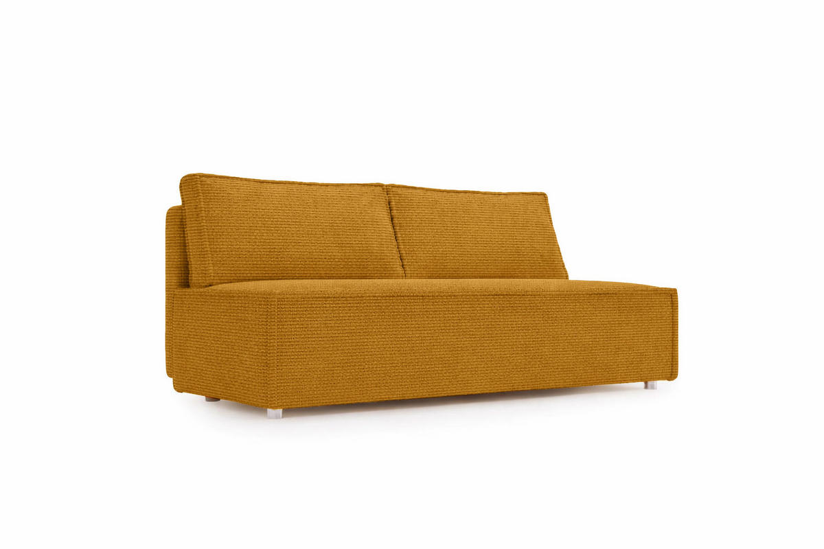 SCHLAFSOFA Mit Bettkasten DUO, Stoff Poso, Senffarbe - Gelb, Holz (198/89/90cm) - Kaiser Möbel