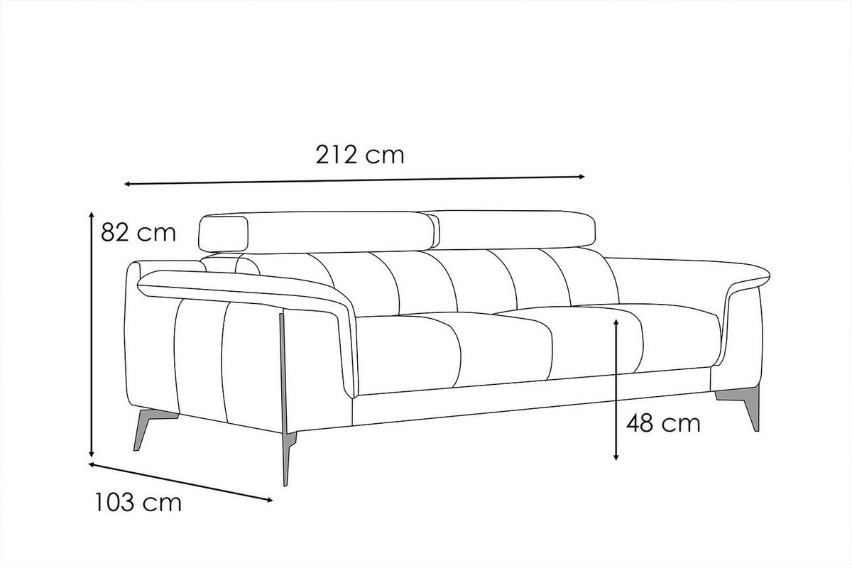 RELAXSOFA MATERA 3-Sitzer mit 2 Relaxfunktionen, rosa - Schwarz/Rosa, Holzwerkstoff/Textil (212/82/103cm) - Courtois Laville