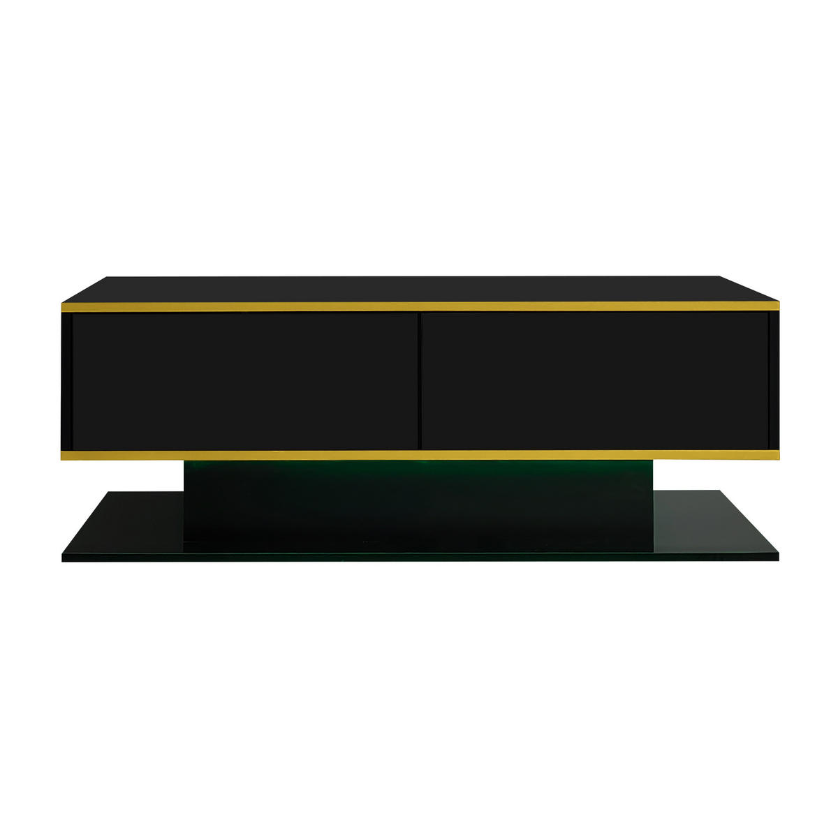 COUCHTISCH mit LED und 3 Schubladen 100 x 50 x 40 cm Schwarz Gold - Schwarz, Holzwerkstoff (100/50/40cm) - Meubliv