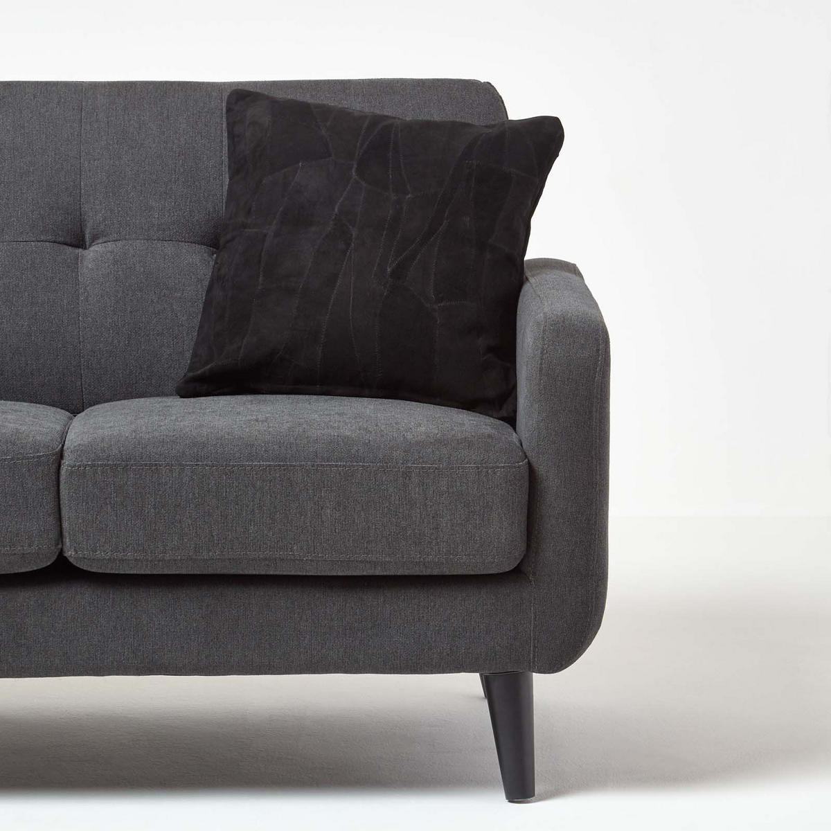 LEDERKISSEN Patchwork schwarz 45/45 cm - Schwarz, Leder/Textil (45/45cm) - Homescapes