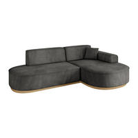 ECKSOFA Ottomane Rechts MARI-L1-v2 - 243x171x83 cm Dunkelgrau Velours - Dunkelgrau, Holzwerkstoff/Textil (171/243cm) - ALTDECOR