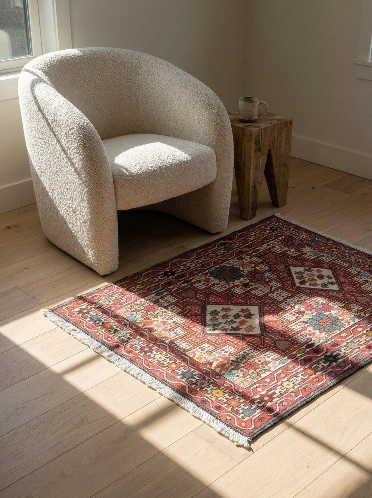 HANDWEBTEPPICH Sumak Shahsavan Beige 93/81 cm Schurwolle - Beige, Textil (81/93cm) - Looma