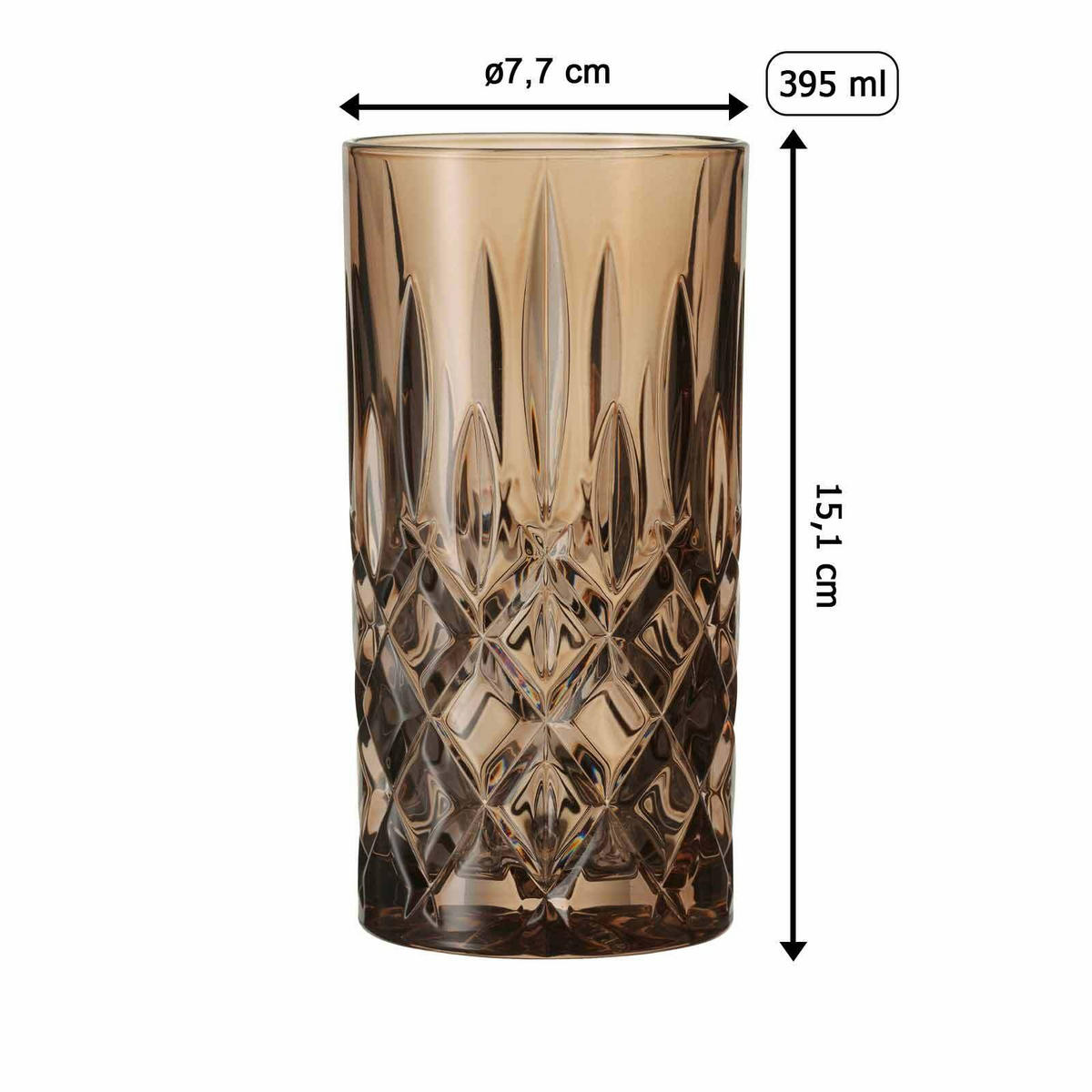 LONGDRINKGLÄSER Noblesse Tobacco 395 ml 4er Set - Braun, Glas (0.395L) - Nachtmann