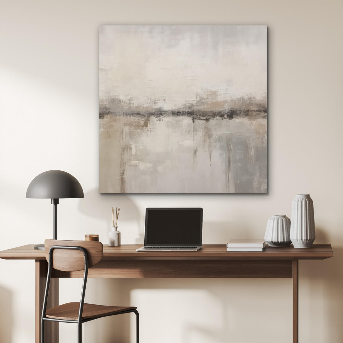 AKUSTIKPANEEL Moderne Kunst - Abstrakt - Beige 90x90 cm - Beige, Textil (90/0.9/90cm) - MuchoWow