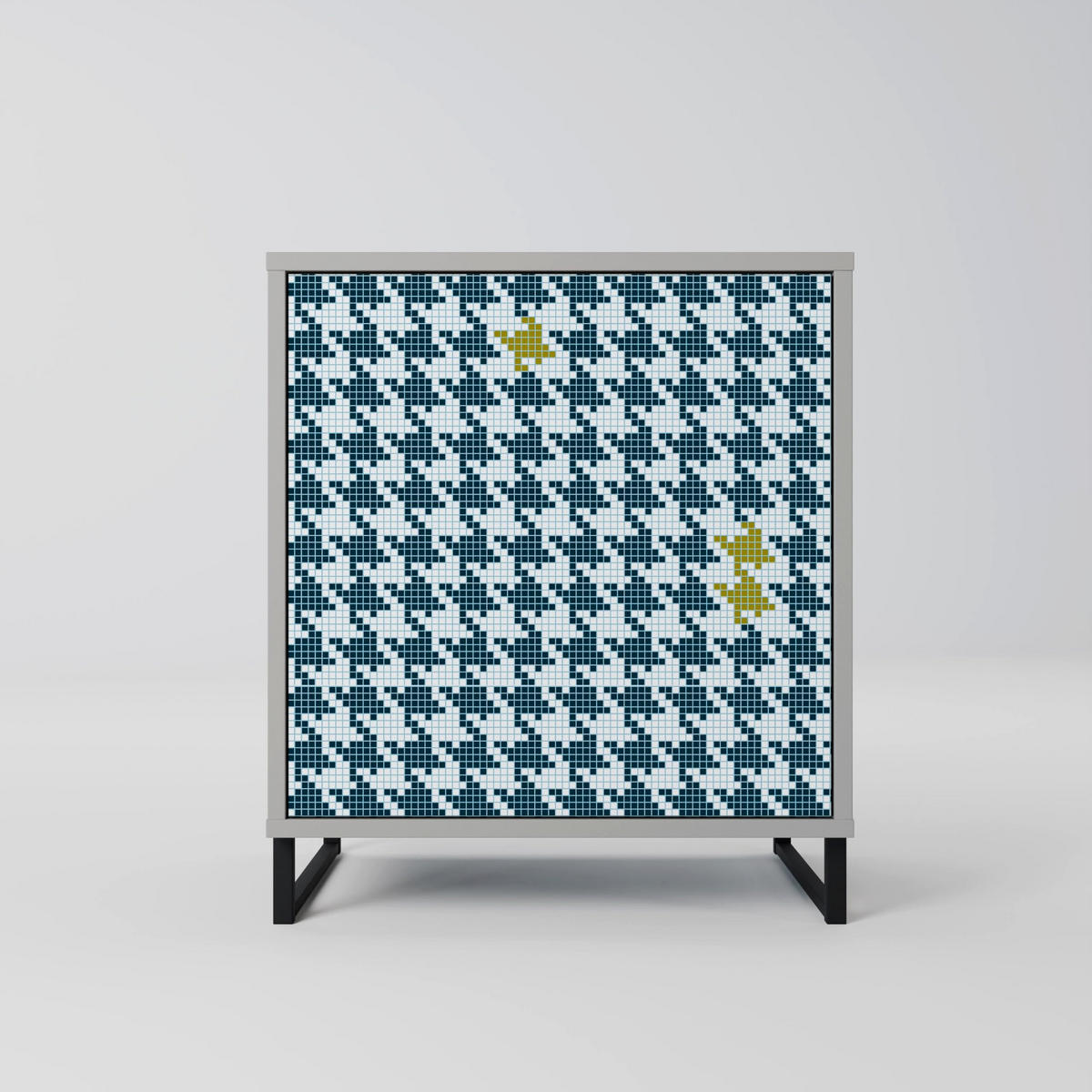 SIDEBOARD OUT OF CONTEXT, Grau, 57,5x42x72,5 cm, Schwarze Metallfüße - Multicolor/Schwarz, Holzwerkstoff/Metall (57.5/72.5/42cm) - SpaceRebels