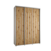 SCHWEBETÜRENSCHRANK 235,2/180/45 3-türig - Silberfarben/Eiche Artisan, Holz/Metall (180/235/45cm) - Abiks Möbel