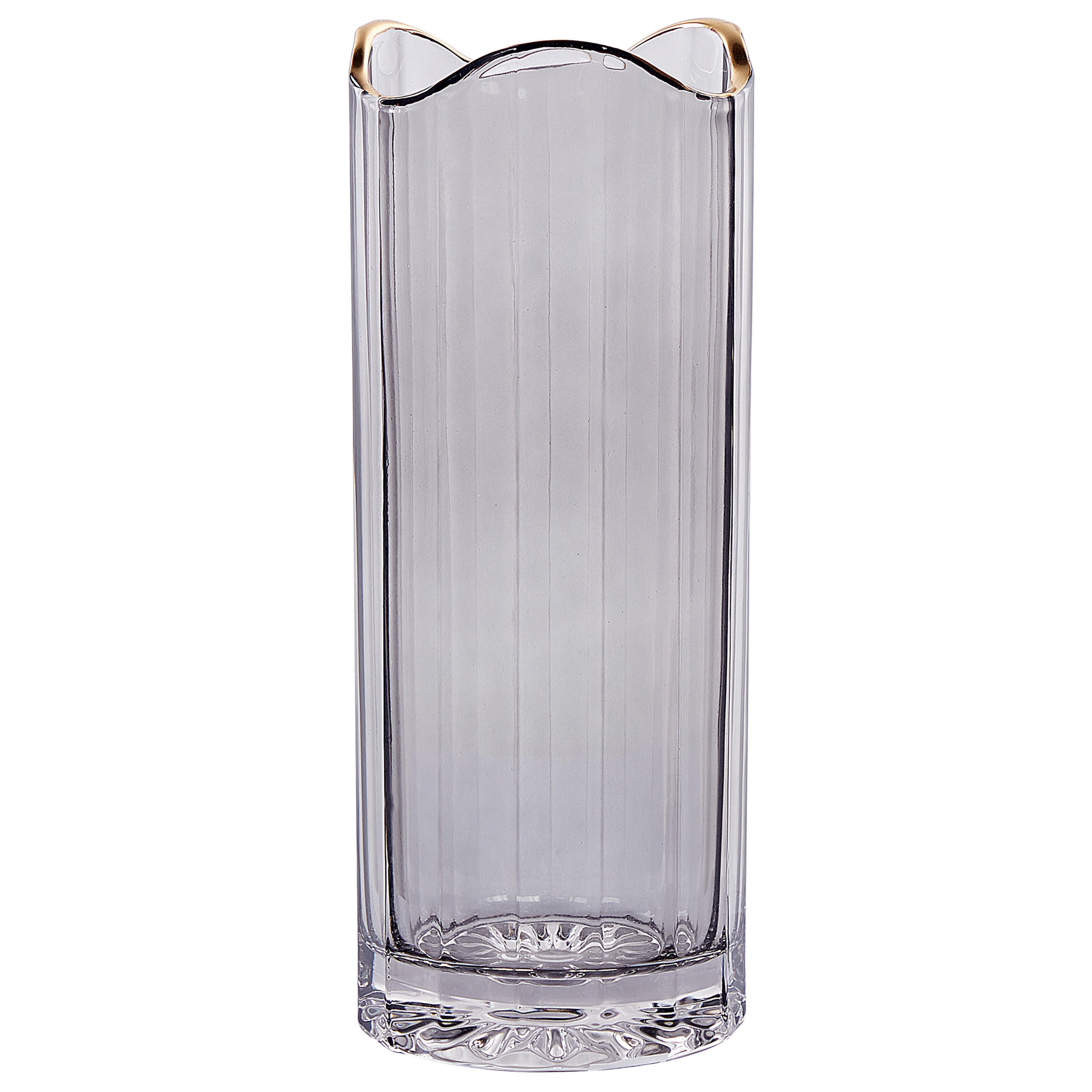 BLUMENVASE Glas grau Perdiki - Grau, Glas (30cm) - Beliani