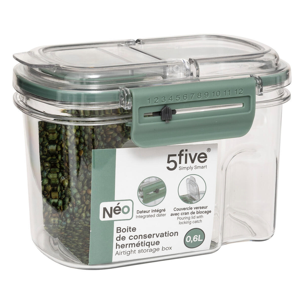 LEBENSMITTELBEHÄLTER mit Datumsanzeige Pp Neo 600 ml 14,2/10,4/10,6 cm - Transparent, Kunststoff (10.4/10.6/14.2cm) - 5five Simply Smart
