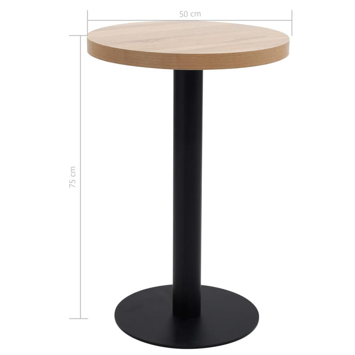 BISTROTISCH Flori rund Hellbraun/Schwarz 50 cm MDF - Schwarz, Holz (50/50/75cm) - DELUKE