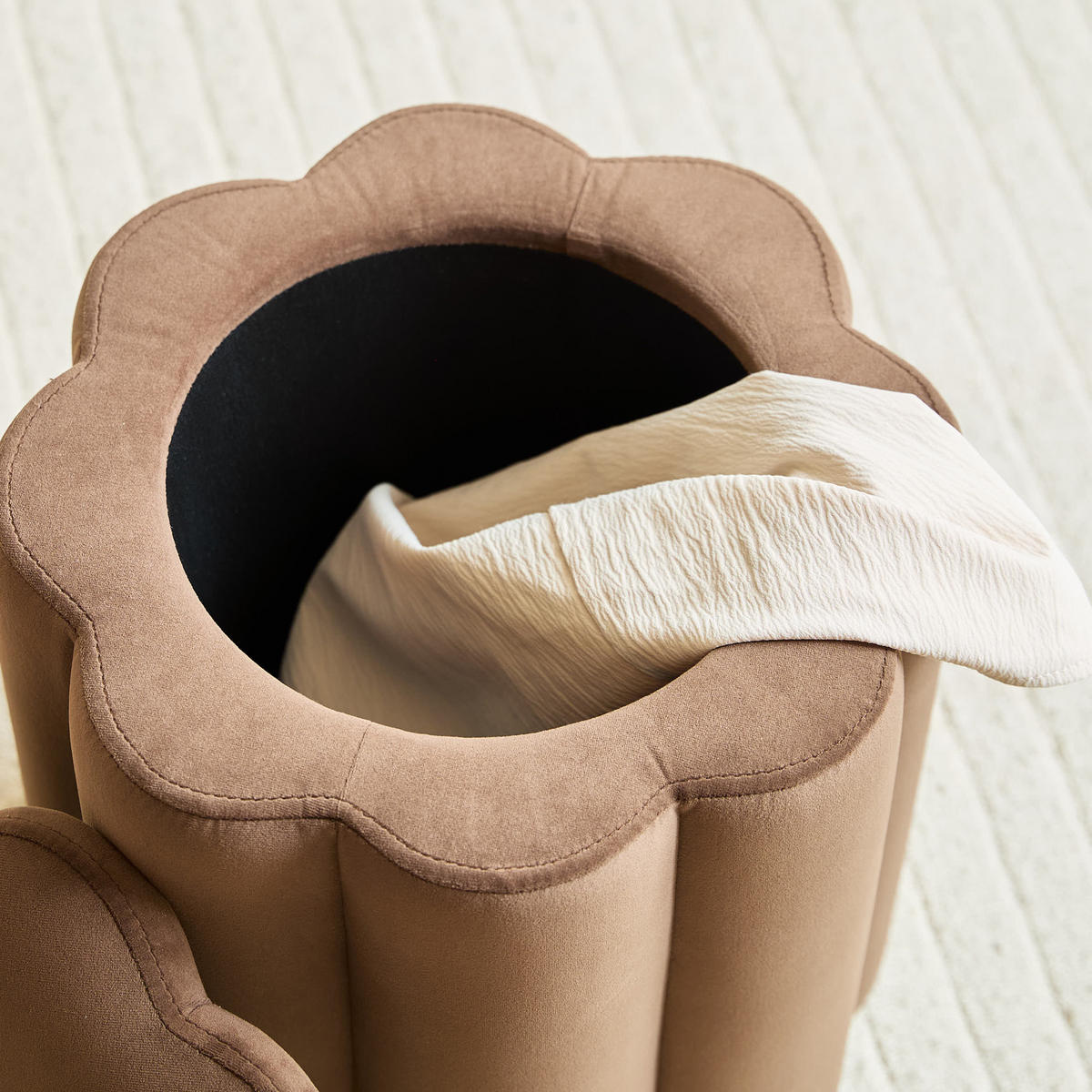 POUF Samt Gelb - Braun, Textil (35/39/35cm) - Nordlys