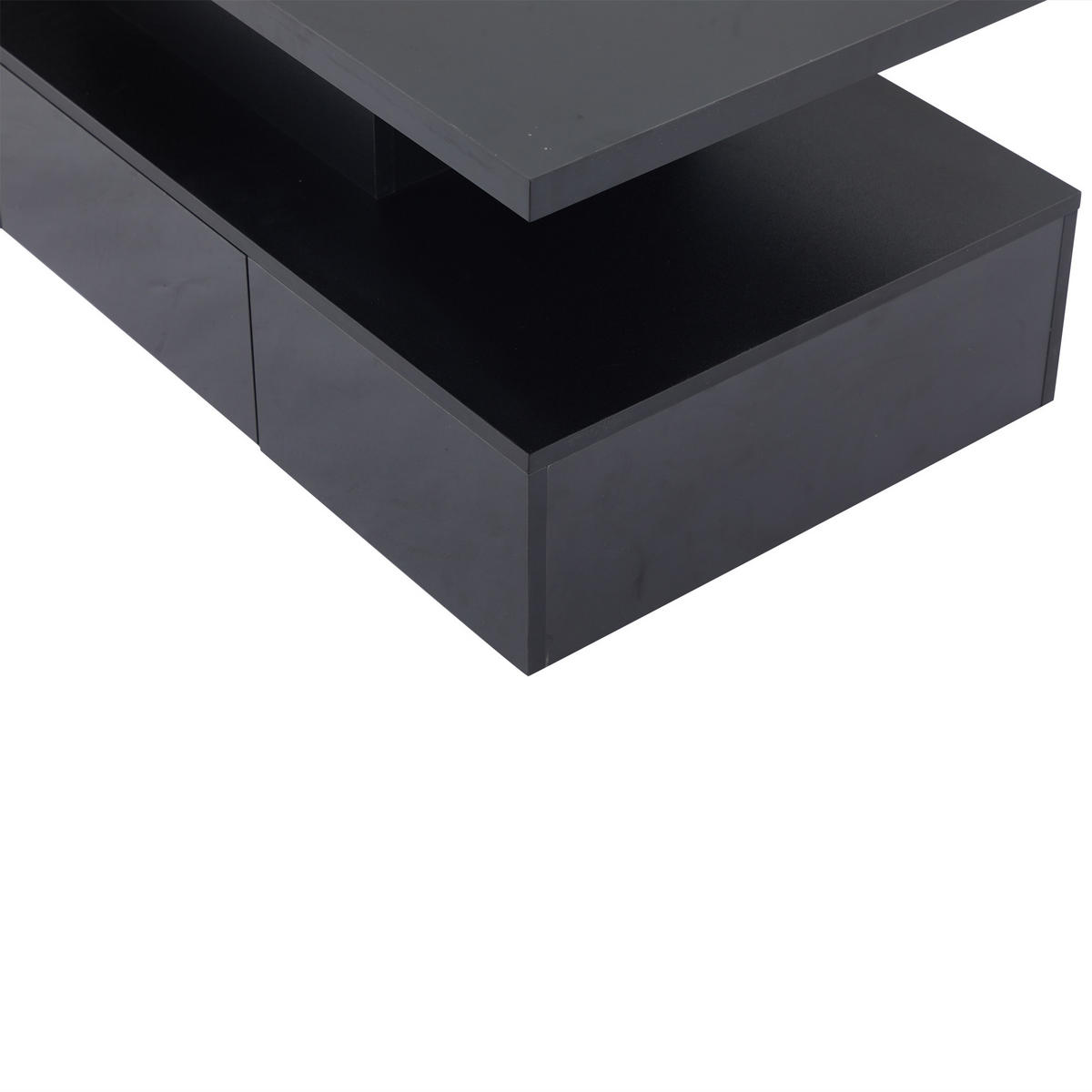 COUCHTISCH 100/50/39 cm schwarz mit LED-Beleuchtung 2-stufiger Stauraum - Schwarz, Holzwerkstoff (100/50/39cm) - OKWISH