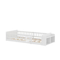 KINDERBETT 90/200 cm in Weiß mit Regal, Stauraum und aufklappbarem Schutzgitter - Weiß, Holzwerkstoff (90/200cm) - STILVORA