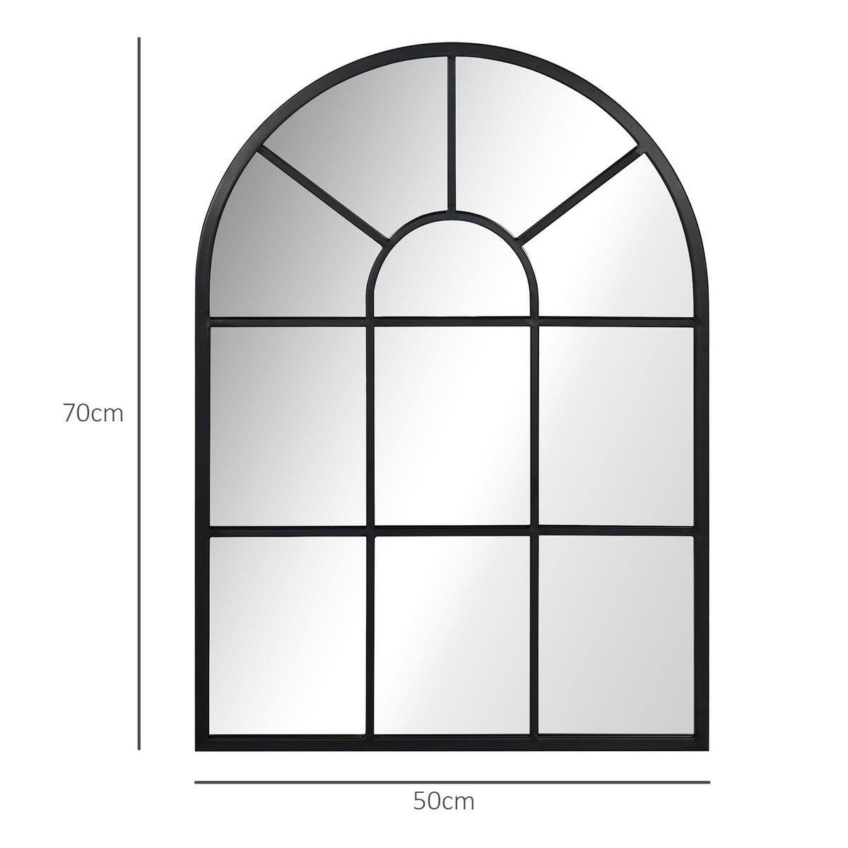 WANDSPIEGEL, Fensterspiegel, Dekorativ Spiegel mit Metallrahmen, Hängespiegel, Schwarz - Schwarz, Metall (2/50/70cm) - HOMCOM