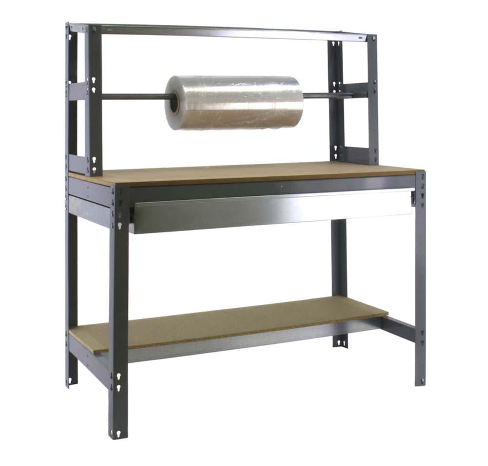 PACKTISCH BUFFALO mit Schubfach | HxBxT 84x150x76cm | Traglast 600kg | Grau - Grau, Metall (150/84/76cm) - PROREGAL