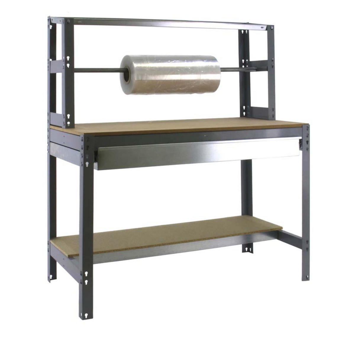 PACKTISCH BUFFALO mit Schubfach | HxBxT 84x90x76cm | Traglast 400kg | Grau - Grau, Metall (90/84/76cm) - PROREGAL