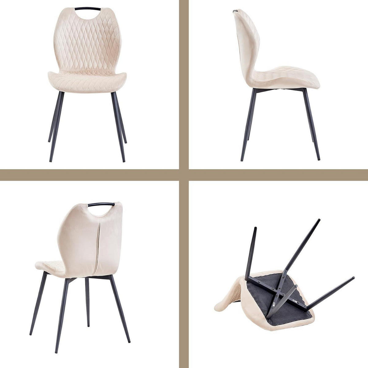 ESSZIMMERSTÜHLE 4er-Set Stoff Beige - Beige, Textil (44/86/46cm)