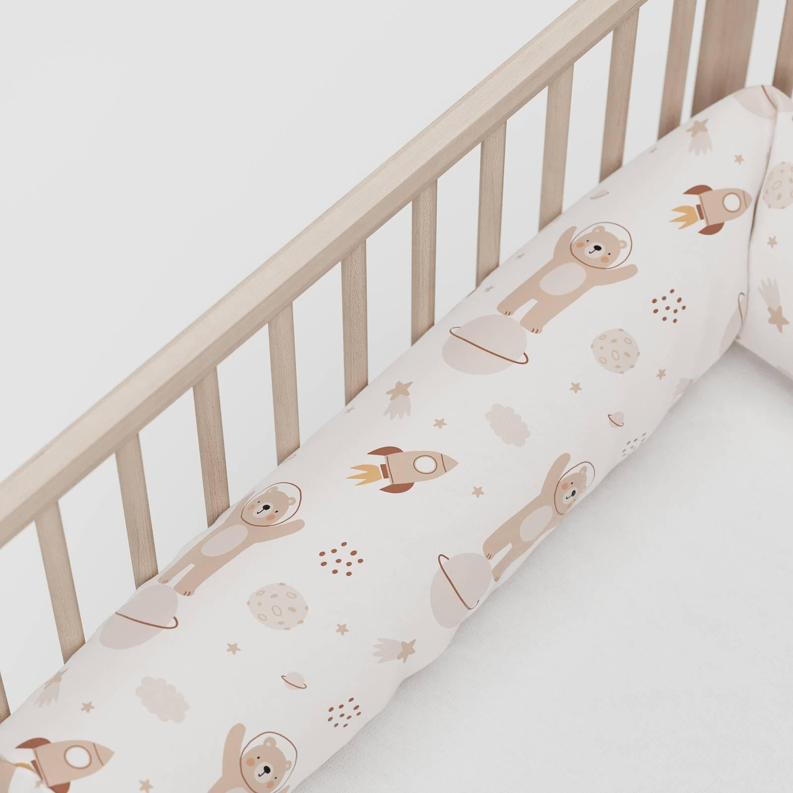 NESTCHENSCHLANGE Cozy "Space Adventure" Alloverprint 190 cm Bettschlange - Hellbraun/Creme, Textil (15/190cm) - Sämann – make a difference.