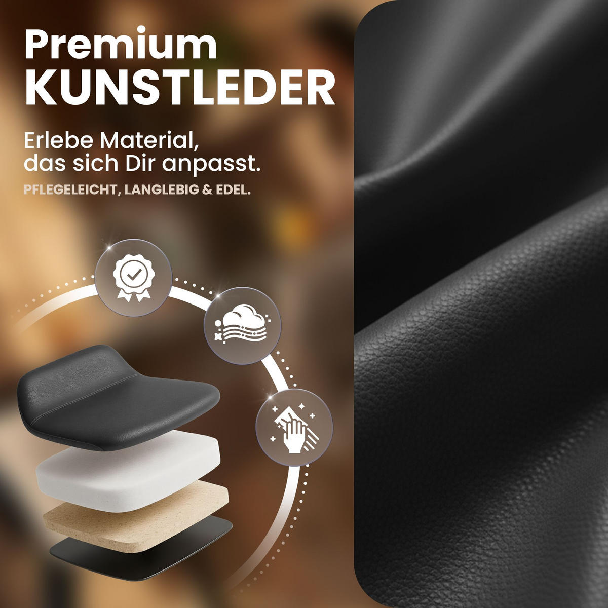 BARHOCKER Lederlook Grau - Schwarz/Grau, Textil/Metall (49/105/56cm) - CLP