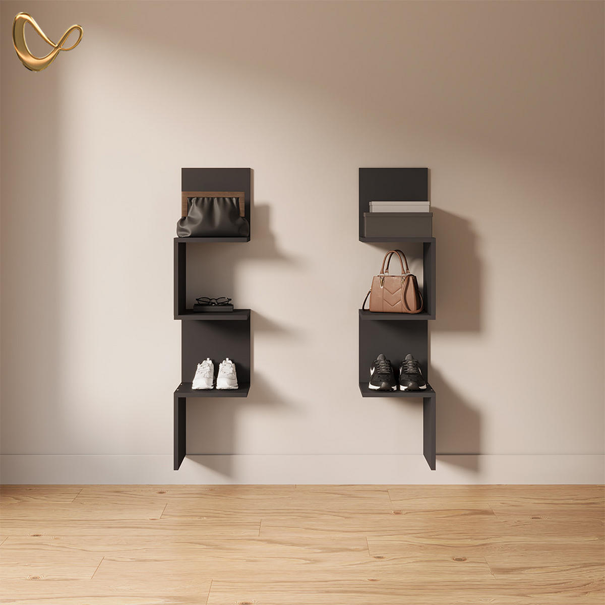 ECKREGAL Vesuvio Schwarz 28 x 116.4 cm 2er Set - Schwarz, Holzwerkstoff (28/116.4/28cm) - Livinity®