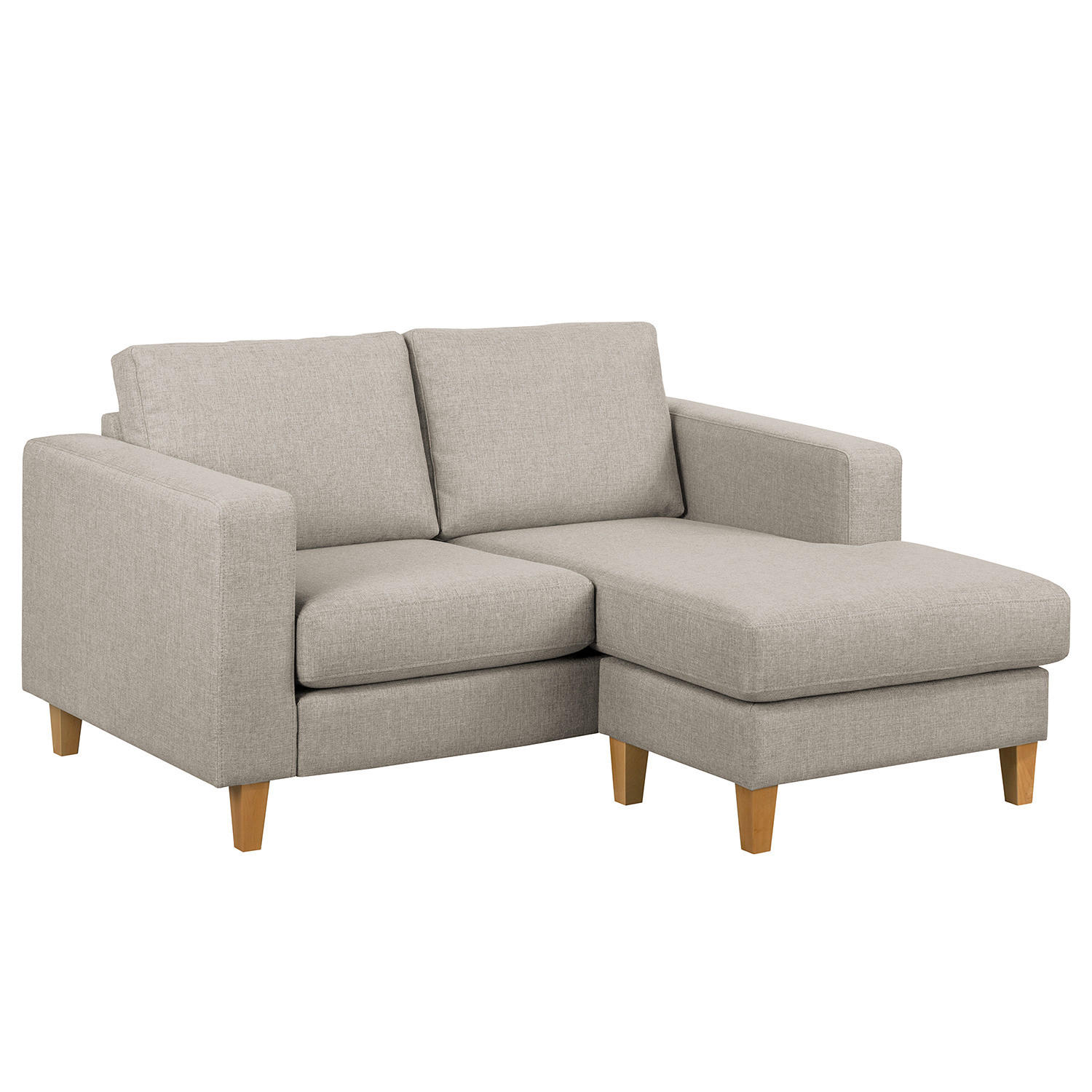 1-SITZER ECKSOFA mit Longchair - Buchefarben/Cappuccino, Buchenholz/Textil (154/140cm) - home24