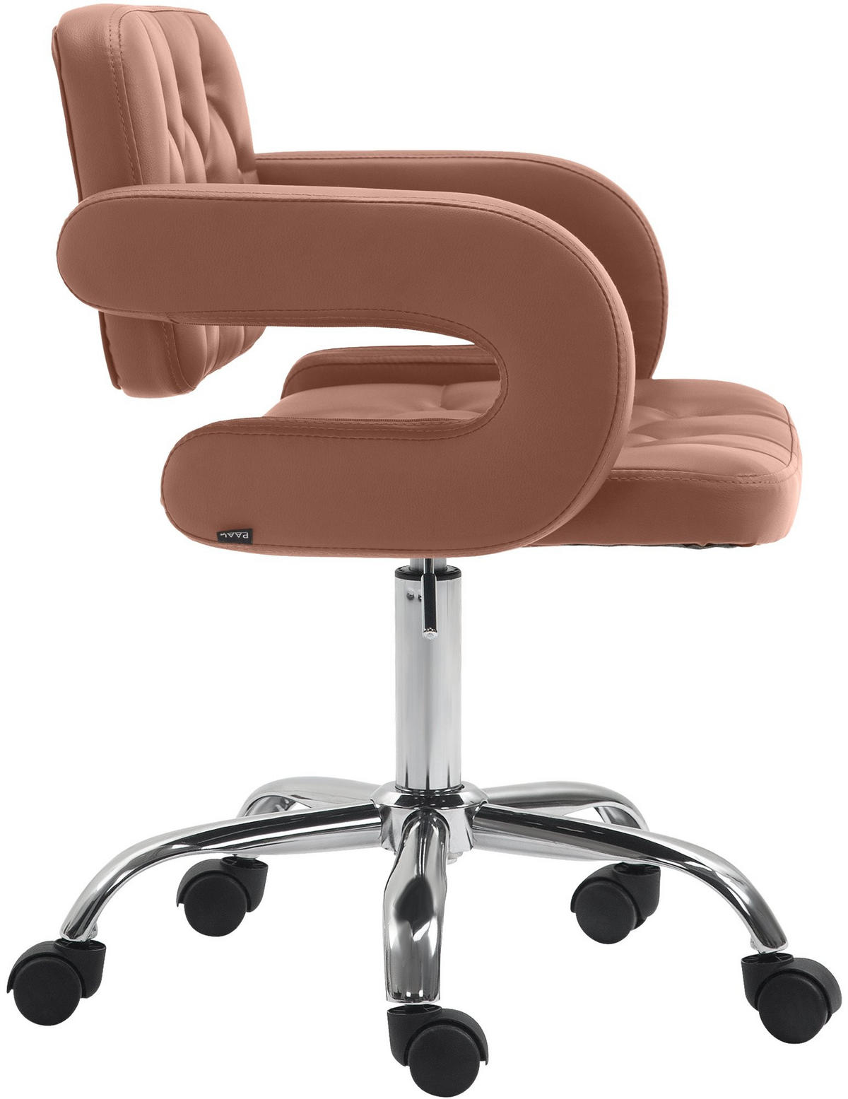 DREHSTUHL Lederlook cognac - Chromfarben/Cognac, Textil/Metall (62/78/55cm) - CLP