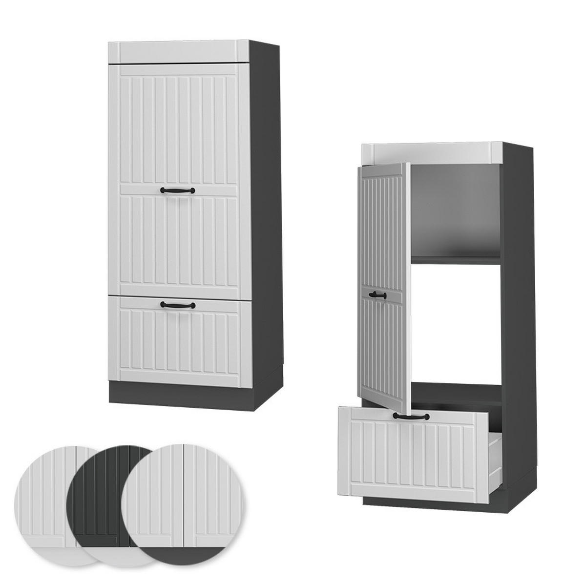 MIKROWELLENSCHRANK Fame-Line Weiß Landhaus 60 cm - Anthrazit/Creme, Holzwerkstoff (60/153.6/58.1cm) - Vicco