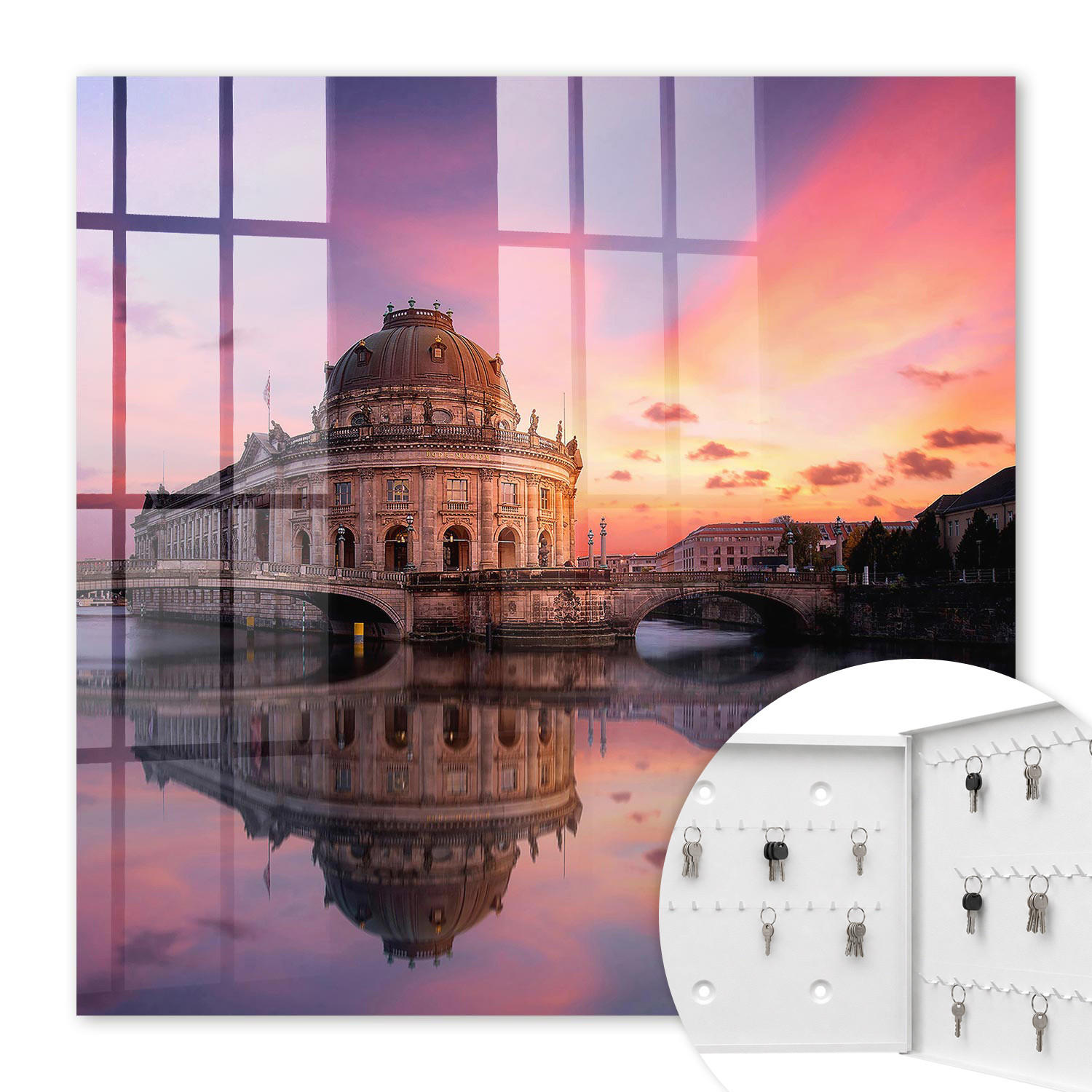SCHLÜSSELBOX Weiß 30x30 cm – Türöffnung nach rechts - Urban West - Pink, Metall (30/30/5cm) - TULUP