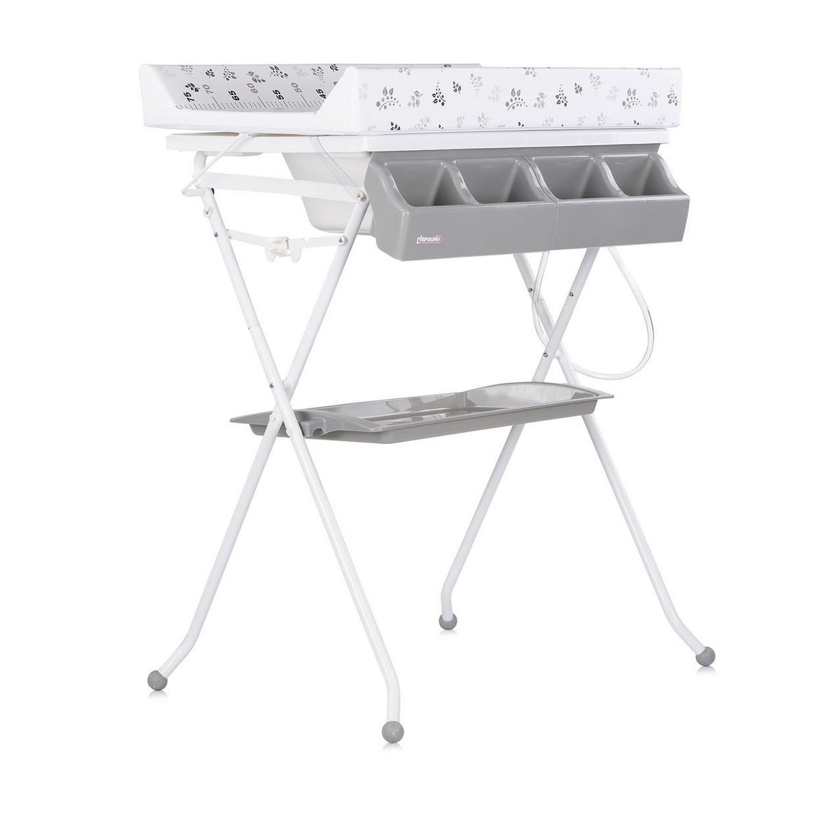BABYWANNE Wickeltisch Aqua grau 2 in 1 Zubehörfach klappbar Ständer Stopfen - Grau, Kunststoff (61/80cm) - Chipolino