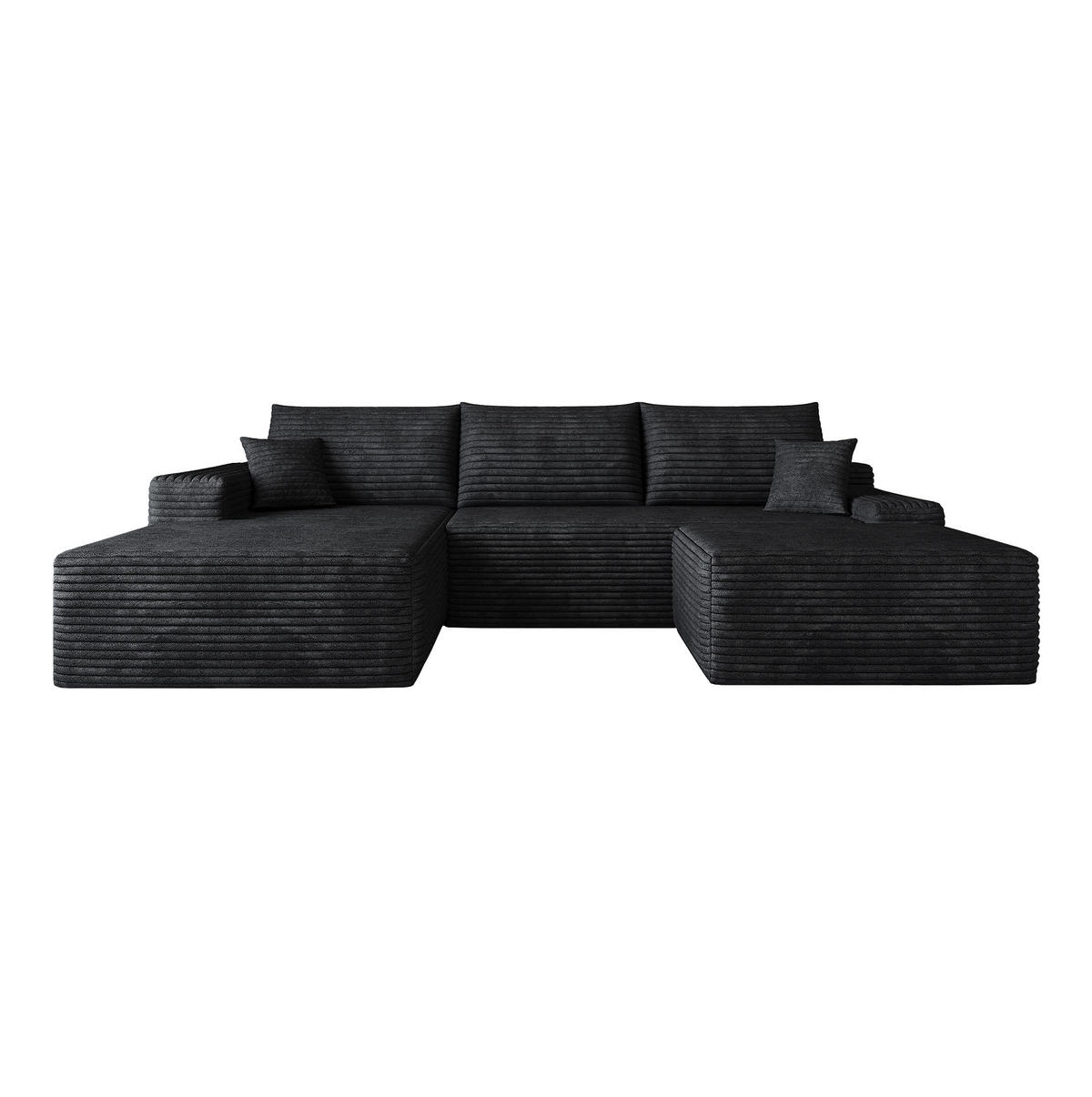 ECKSOFA modular mit Chaiselongue 270 cm Cord Schwarz - Schwarz, Kunststoff (175/83/270cm) - Meubliv