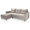 ECKSOFA PISAN R-S Beige Plüsch-Stoff mit Schlaffunktion - Beige, Holz (220/140cm) - MASSENO