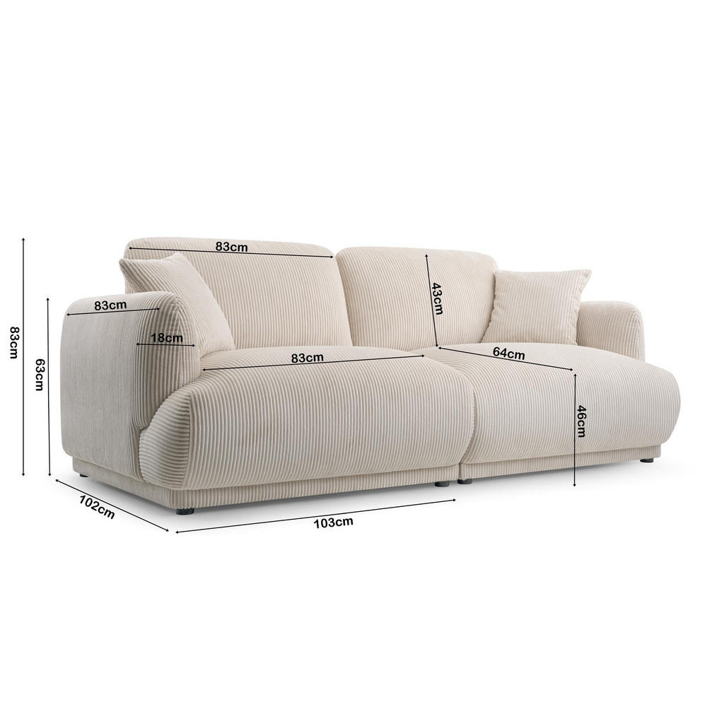 Thumbnail - Bettso 2-Sitzer-Sofa, Hellgrau, Holzwerkstoff, 206x83x102 cm, Wohnzimmer, Sofas & Couches, Sofas, 2-Sitzer Sofas