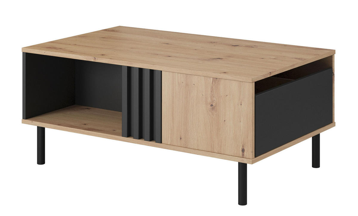 COUCHTISCH Madis sand grange eiche / anthrazit 100,1 cm / 60 cm / 43,2 cm - Braun, Holz/Holzwerkstoff (60/100/43cm) - Feldmann-Wohnen
