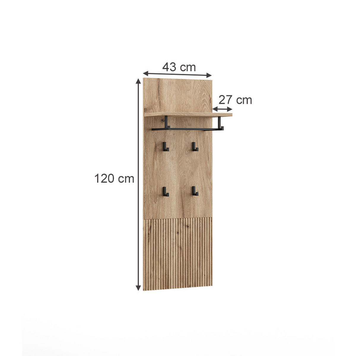 NÁSTĚNNÝ VĚŠÁK Eliza Dub Viking - barva dubu, kompozitní dřevo (43/120/27cm) - Vicco