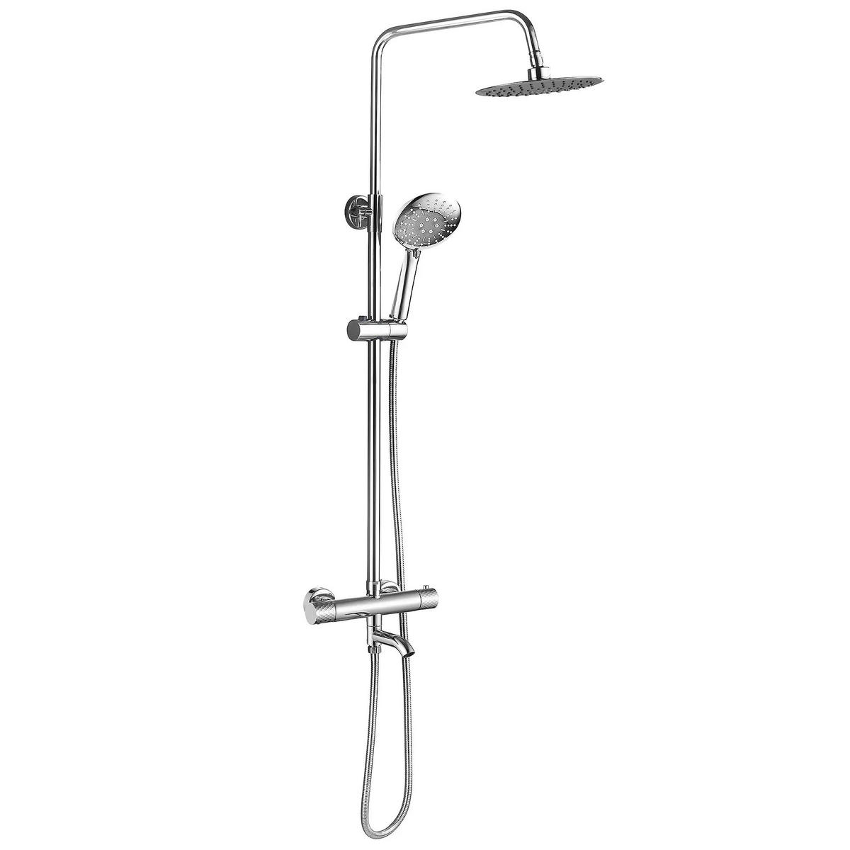 THERMOSTAT Duschset Rea Lungo Diamond Chrome - Chromfarben, Metall (15/117/5cm) - REA
