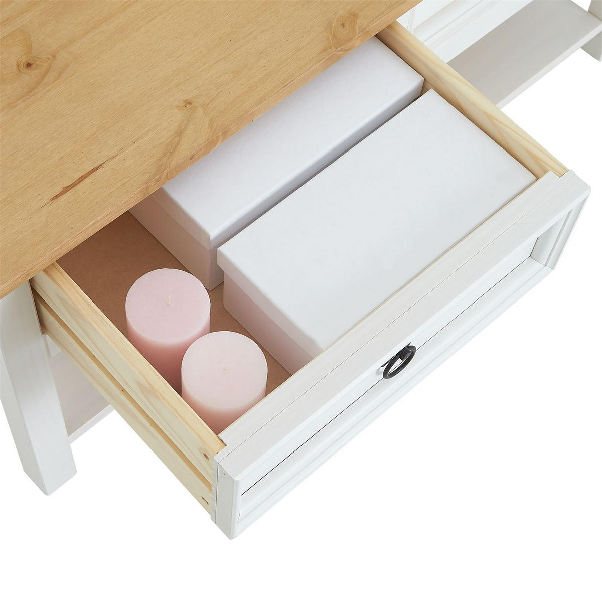 COUCHTISCH TEQUILA - Weiß/Braun, Holz (48/100/45cm) - IDIMEX