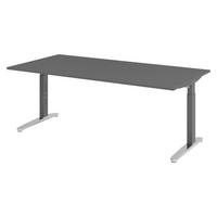 SCHREIBTISCH Serie-XB 100/200/74 cm in Graphitfarben/Graphitfarben/Alu poliert - Graphitfarben, Holzwerkstoff (100/200/74cm) - bümö
