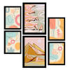 POSTER Set Mit 6 Linienufer In Kulissen Abstracts Ästhetische Dekorative Gemälde Für Ihr Wohnzimmer, Schlafzimmer, Zuhause A3 & A4 Schwarzer Rahmen - Schwarz, Papier (29/3cm) - Nacnic