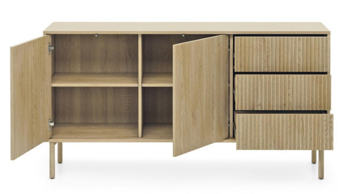 KOMMODE Weiß AVO Gerillt Niedrig 153 cm - Gelb, Holz (153.5/79.8/39.5cm) - Sepro Meble