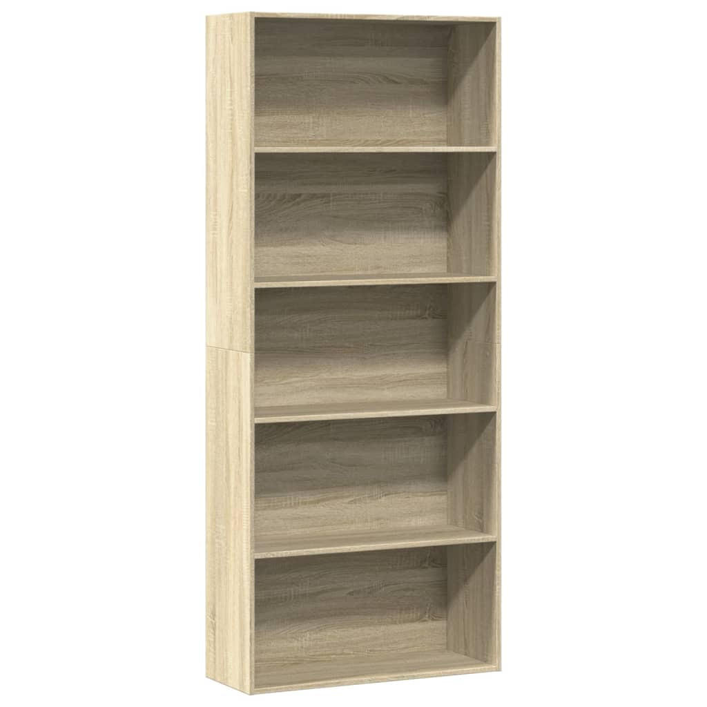 BÜCHERREGAL mit 5 Fächern 80/30/189 cm aus Holzwerkstoff Sonoma-Eiche Dekor - Sonoma Eiche, Holz (80/189/30cm) - vidaXL