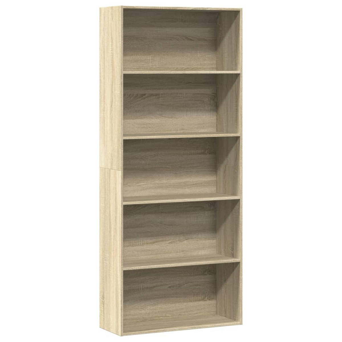 BÜCHERREGAL mit 5 Fächern 80/30/189 cm aus Holzwerkstoff Sonoma-Eiche Dekor - Sonoma Eiche, Holz (80/189/30cm) - vidaXL