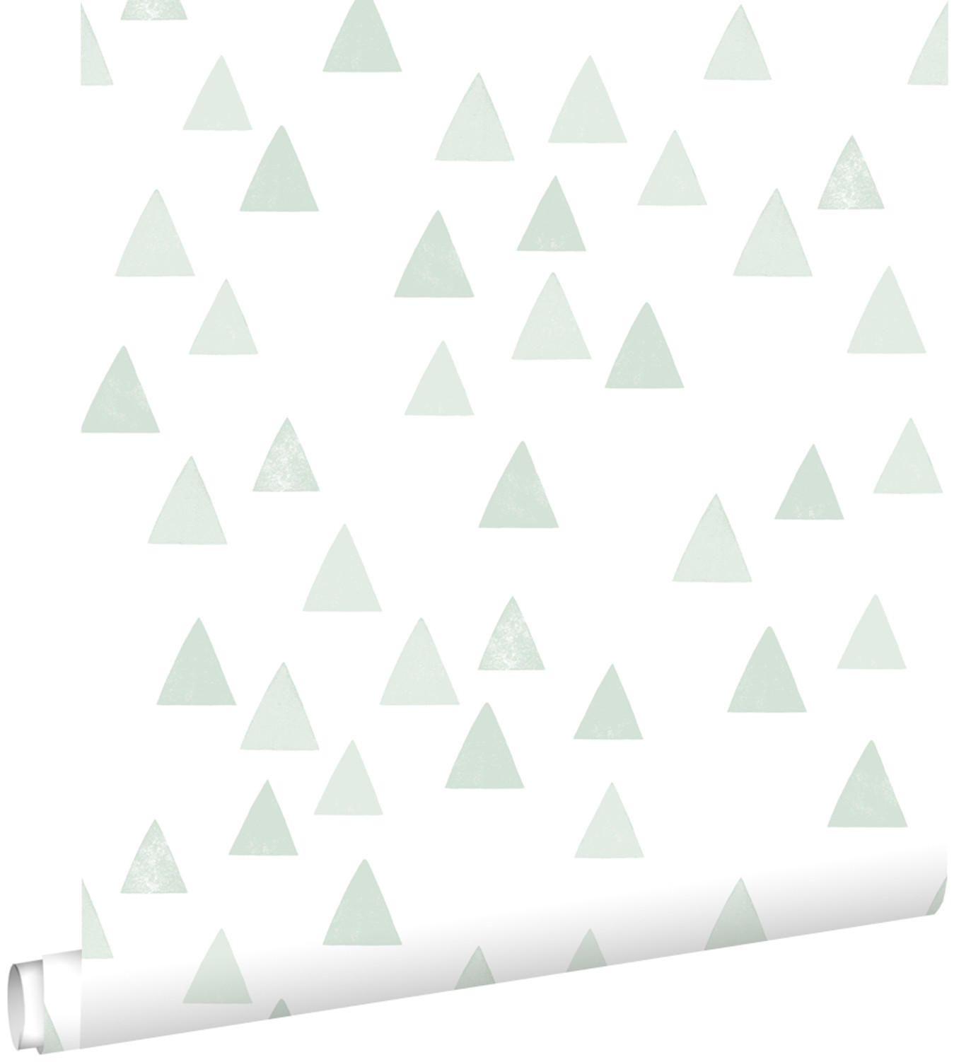 TAPETE grafische Dreiecke 53 cm x 10.05 m - Grün, Papier (53/0.1cm) - ESTAhome