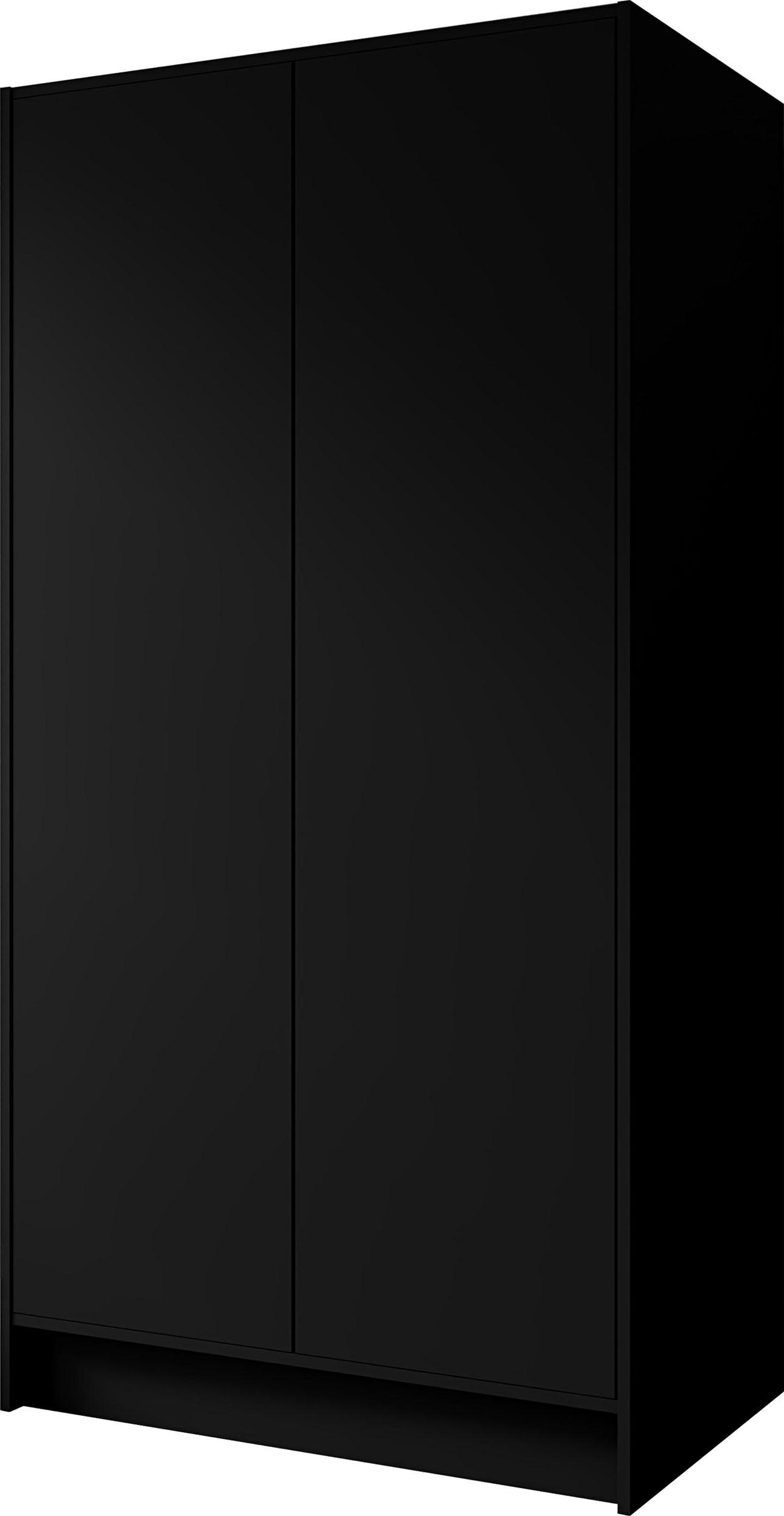 KLEIDERSCHRANK Mono Grifflos im Skandi-Stil, Schwarz 102/200/51 cm - Schwarz, Holzwerkstoff (102/200/51cm) - WFL GROUP