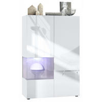 VITRINE Morena Einsatz in Eiche Nordic - Silbereichenfarben, Holzwerkstoff (91.5/136.5/37cm) - Vladon