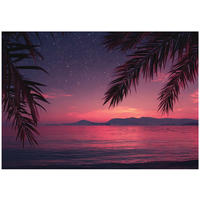 FOTOTAPETE Palmen Strand Lila 150x105 cm - Multicolor, Papier (150/105cm) - Wallarena