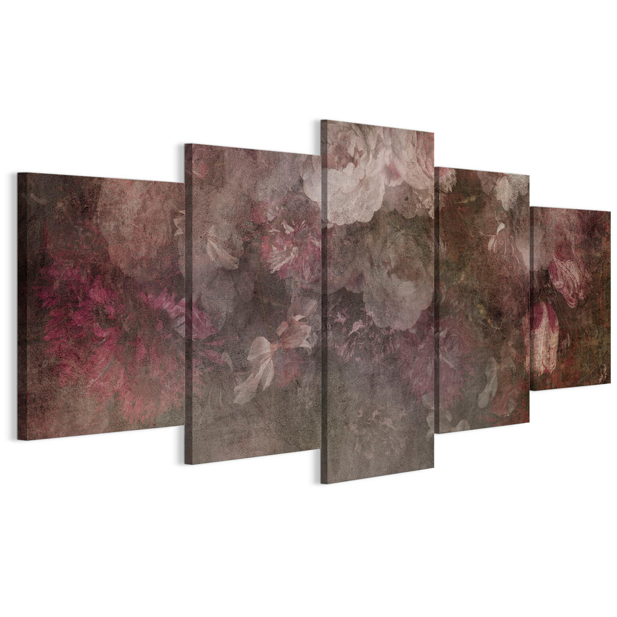 LEINWANDBILD Pfingstrosen 5-tlg. 100x50 cm - Multicolor, Holz (100/50cm) - LUMASOUL